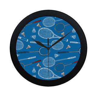 Badminton Pattern Black Circular Plastic Wall clock - TeeAmazing
