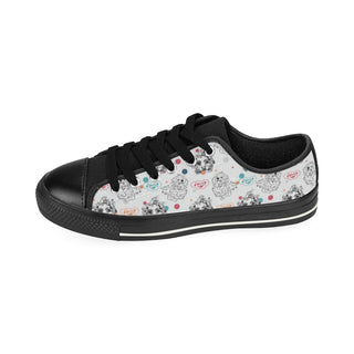 Maltese Pattern Black Low Top Canvas Shoes for Kid - TeeAmazing