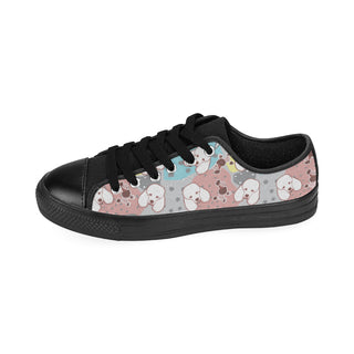 Poodle Pattern Black Low Top Canvas Shoes for Kid - TeeAmazing