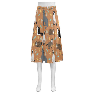 Cat Pattern Mnemosyne Women's Crepe Skirt (Model D16) - TeeAmazing