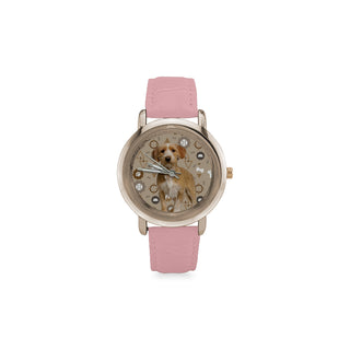 Basset Fauve Dog Women's Rose Gold Leather Strap Watch - TeeAmazing