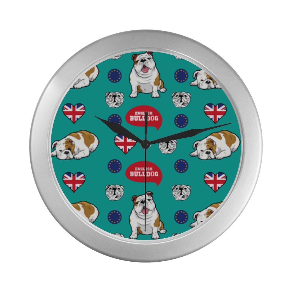 English Bulldog Silver Color Wall Clock - TeeAmazing