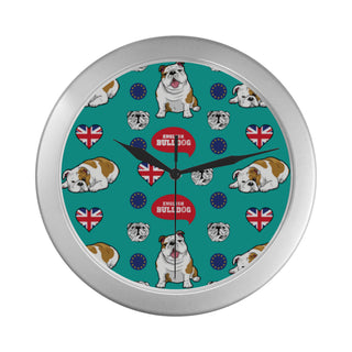 English Bulldog Silver Color Wall Clock - TeeAmazing