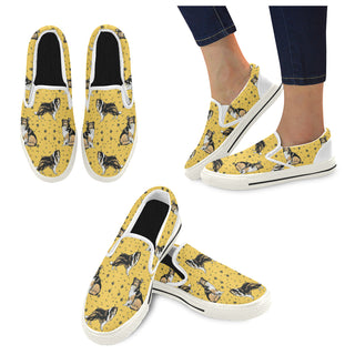 Collie White Women's Slip-on Canvas Shoes/Large Size (Model 019) - TeeAmazing