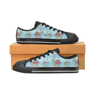Turtle Black Low Top Canvas Shoes for Kid - TeeAmazing