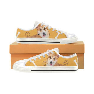 Corgi White Canvas Women's Shoes/Large Size - TeeAmazing