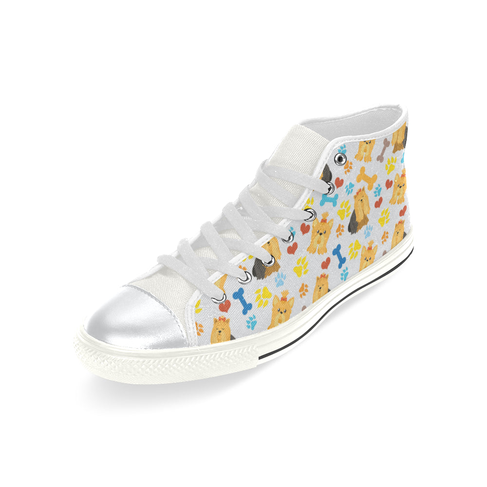 Shih Tzu Pattern White High Top Canvas Shoes for Kid - TeeAmazing