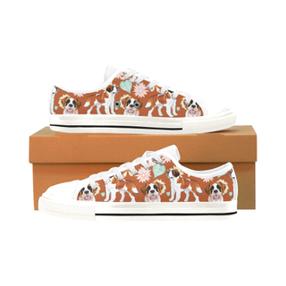 St. Bernard Flower White Men's Classic Canvas Shoes/Large Size - TeeAmazing