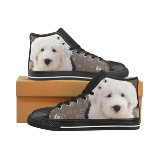 Old English Sheepdog Dog Black Men’s Classic High Top Canvas Shoes /Large Size - TeeAmazing
