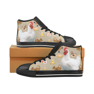 Chicken Lover Black Men’s Classic High Top Canvas Shoes /Large Size - TeeAmazing