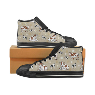 Cow Pattern Black High Top Canvas Women's Shoes/Large Size - TeeAmazing