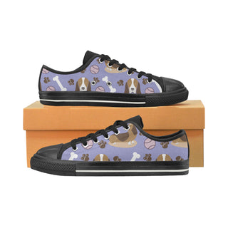 Basset Hound Pattern Black Low Top Canvas Shoes for Kid - TeeAmazing