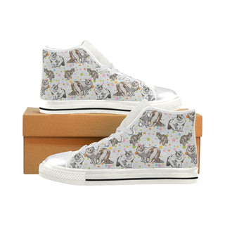 Ragamuffin Cat White Women's Classic High Top Canvas Shoes - TeeAmazing