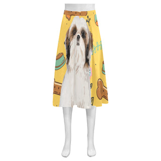 Shih Tzu Dog Mnemosyne Women's Crepe Skirt (Model D16) - TeeAmazing