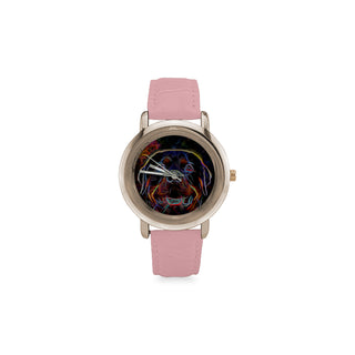 Rottweiler Glow Design 1 Women's Rose Gold Leather Strap Watch - TeeAmazing