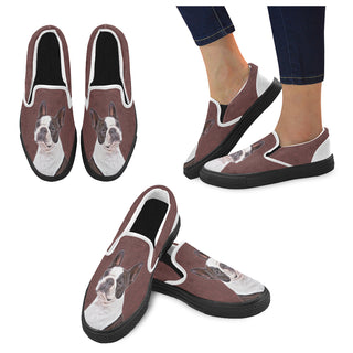 Boston Terrier Lover White Women's Slip-on Canvas Shoes - TeeAmazing