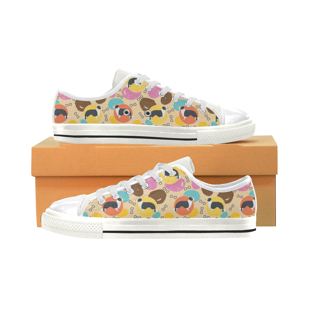 Border Collie Pattern White Women's Classic Canvas Shoes - TeeAmazing