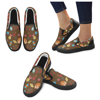 Wrestling Pattern Black Women's Slip-on Canvas Shoes - TeeAmazing