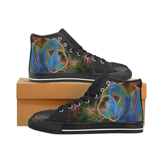 English Bulldog Glow Design 1 Black Men’s Classic High Top Canvas Shoes /Large Size - TeeAmazing