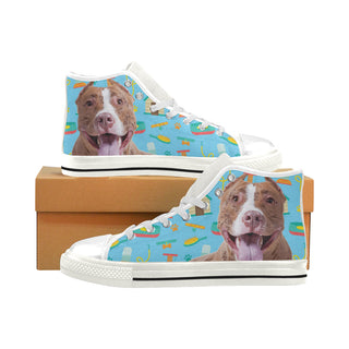 Pit bull White Men’s Classic High Top Canvas Shoes - TeeAmazing