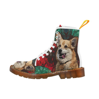 Pembroke Welsh Corgi White Boots For Men - TeeAmazing