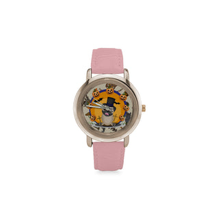 Pug Halloween Women's Rose Gold Leather Strap Watch - TeeAmazing