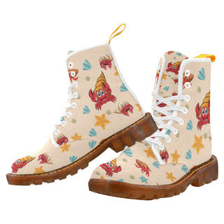 Hermit Crab Pattern White Boots For Women - TeeAmazing