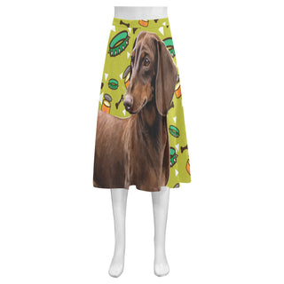Dachshund Mnemosyne Women's Crepe Skirt (Model D16) - TeeAmazing