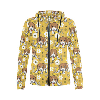 Beagle All Over Print Full Zip Hoodie for Women - TeeAmazing