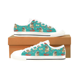 English Bulldog Water Colour Pattern No.1 White Men's Classic Canvas Shoes/Large Size - TeeAmazing