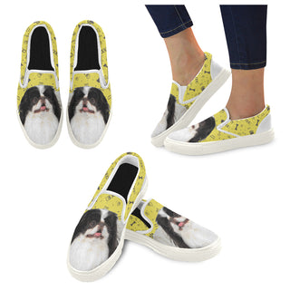 Japanese Chin Dog White Women's Slip-on Canvas Shoes - TeeAmazing