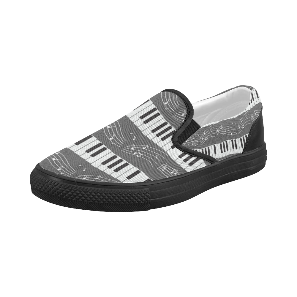 Piano Pattern Black Women's Slip-on Canvas Shoes - TeeAmazing