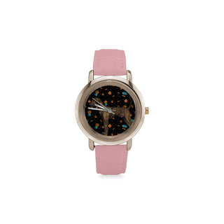 Plott Hound Dog Women's Rose Gold Leather Strap Watch - TeeAmazing