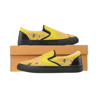 Bee Pattern Black Women's Slip-on Canvas Shoes - TeeAmazing