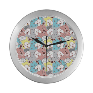 Poodle Pattern Silver Color Wall Clock - TeeAmazing