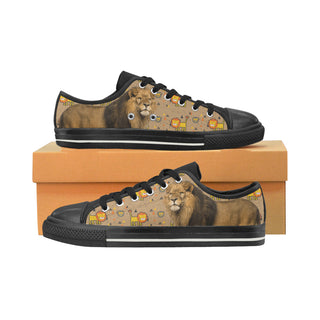 Lion Black Low Top Canvas Shoes for Kid - TeeAmazing