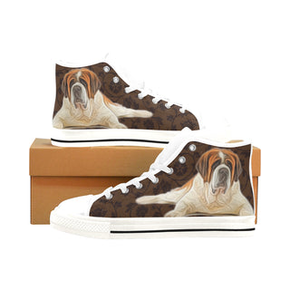 St. Bernard Lover White Men’s Classic High Top Canvas Shoes /Large Size - TeeAmazing