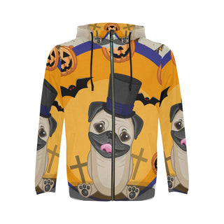 Pug Halloween V2 All Over Print Full Zip Hoodie for Men - TeeAmazing