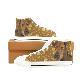 Welsh Terrier Dog White Men’s Classic High Top Canvas Shoes /Large Size - TeeAmazing