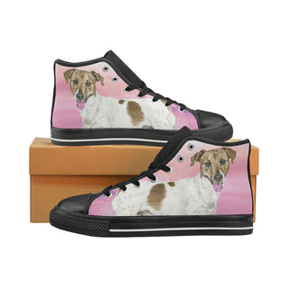 Jack Russell Terrier Water Colour No.1 Black Men’s Classic High Top Canvas Shoes - TeeAmazing