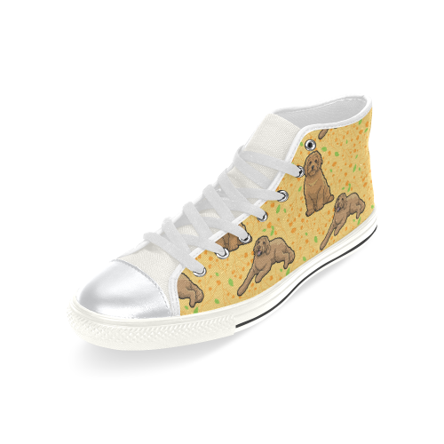 Australian Goldendoodle Flower White High Top Canvas Shoes for Kid (Model 017) - TeeAmazing