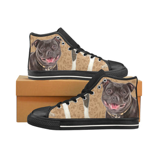 Staffordshire Bull Terrier Lover Black Men’s Classic High Top Canvas Shoes /Large Size - TeeAmazing