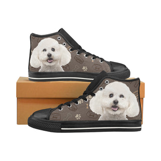 Bichon Frise Dog Black Men’s Classic High Top Canvas Shoes /Large Size - TeeAmazing