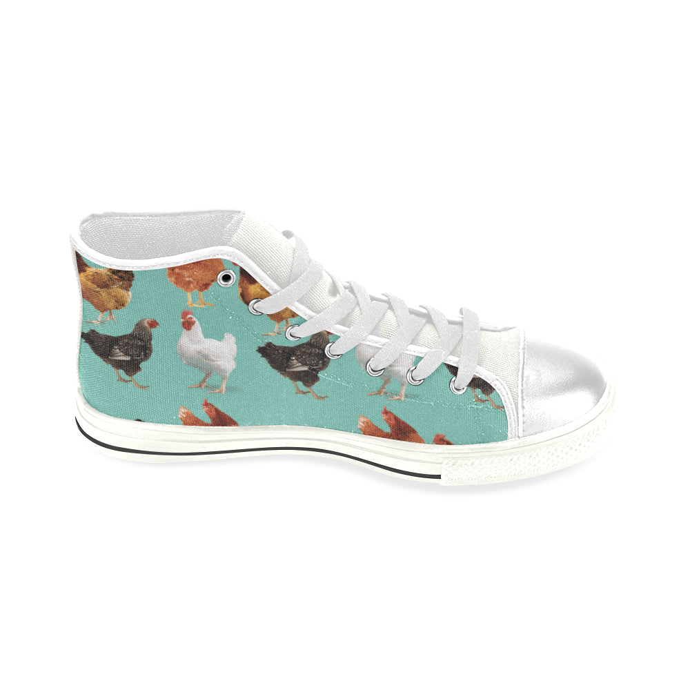 Chicken Pattern White High Top Canvas Shoes for Kid - TeeAmazing