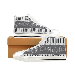 Piano Pattern White High Top Canvas Women's Shoes/Large Size - TeeAmazing