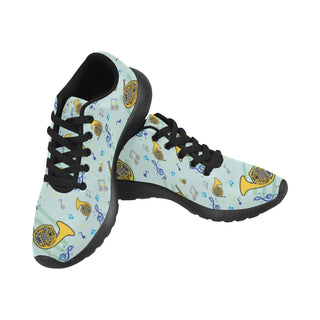 French Horn Pattern Black Sneakers for Women - TeeAmazing