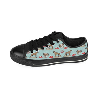 Boxer Pattern Black Low Top Canvas Shoes for Kid - TeeAmazing