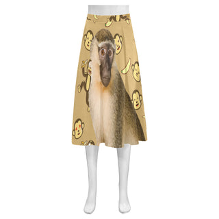 Monkey Mnemosyne Women's Crepe Skirt (Model D16) - TeeAmazing