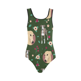 Greyhound Flower Vest One Piece Swimsuit (Model S04) - TeeAmazing