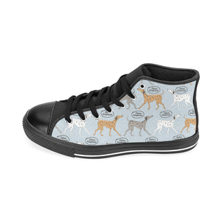 Italian Greyhound Pattern Black Men’s Classic High Top Canvas Shoes /Large Size - TeeAmazing